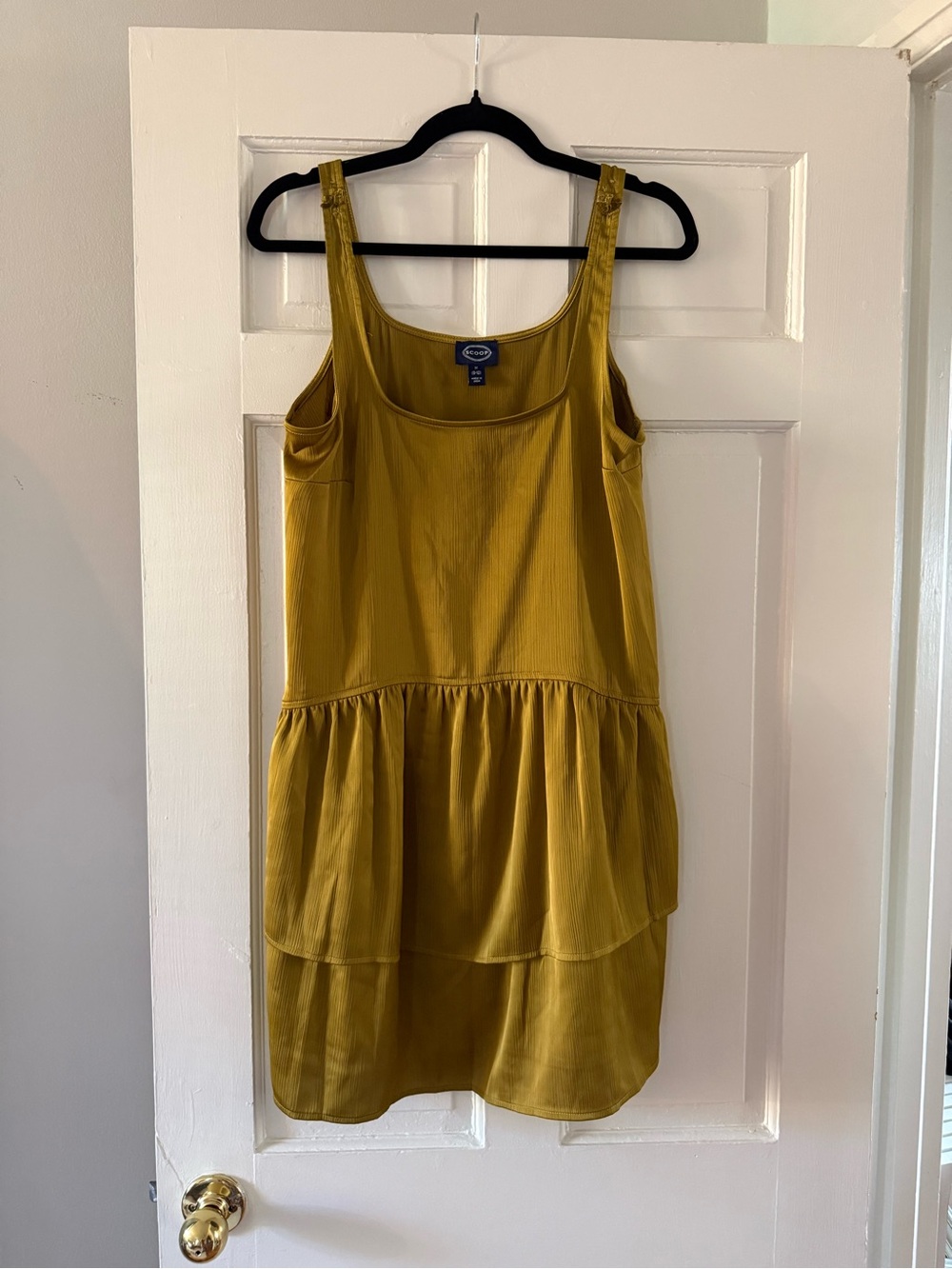 Scoop Women's Mustard Olive Tiered Tank Dress